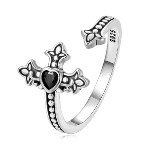 (imagen para) Anillo abierto estilo Pandora con cruz - BSR298