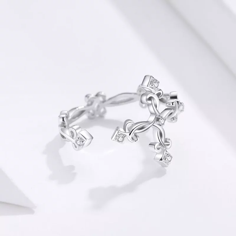 (imagen para) Anillo abierto estilo Pandora con cruz de plata - BSR041 - Ver 5