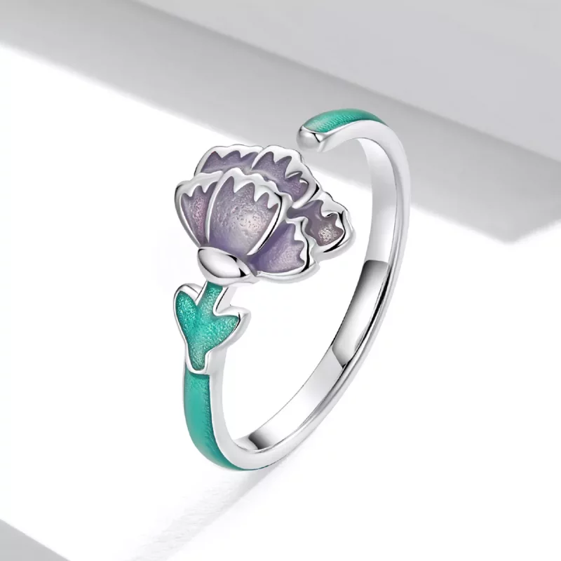 (imagen para) Anillo abierto estilo Pandora con diseño de Clavel - SCR773 - Ver 2
