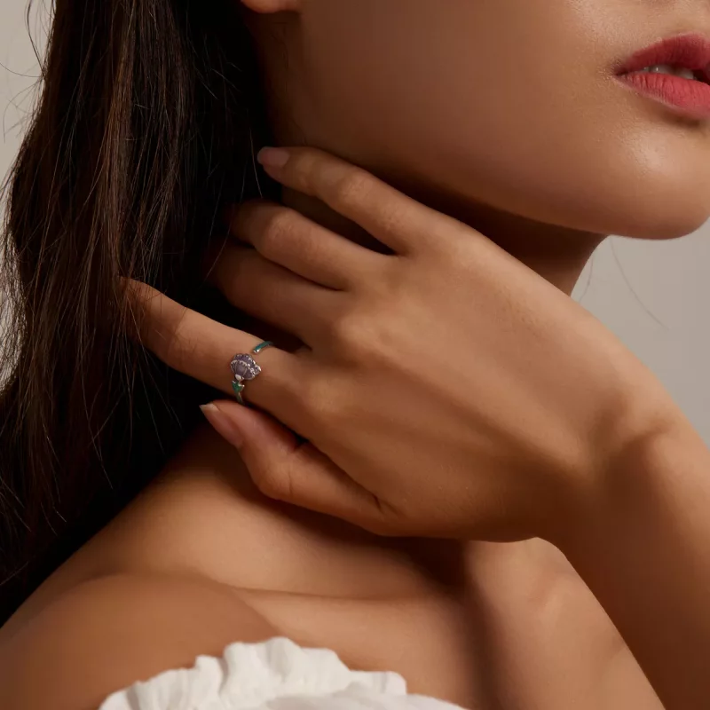 (imagen para) Anillo abierto estilo Pandora con diseño de Clavel - SCR773 - Ver 5