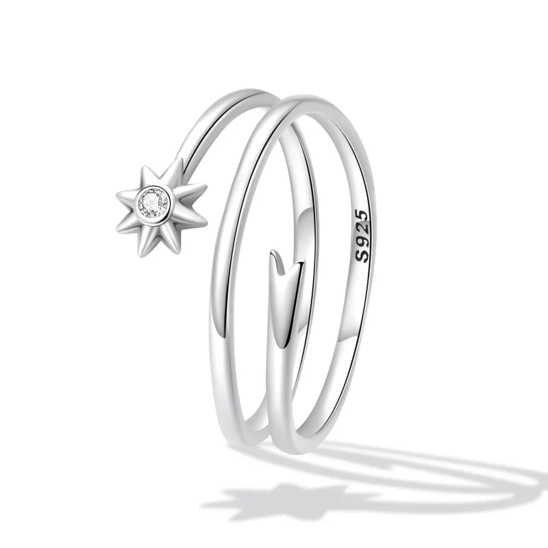 (imagen para) Anillo abierto estilo Pandora con diseño de meteoro de los deseos - SCR810 - Ver 2