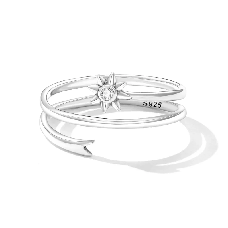 (imagen para) Anillo abierto estilo Pandora con diseño de meteoro de los deseos - SCR810 - Ver 4