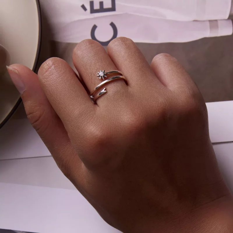 (imagen para) Anillo abierto estilo Pandora con diseño de meteoro de los deseos - SCR810 - Ver 7