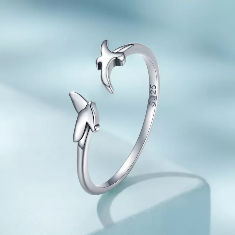 (imagen para) Anillo abierto estilo Pandora con diseño de pájaro - SCR869 - Ver 2