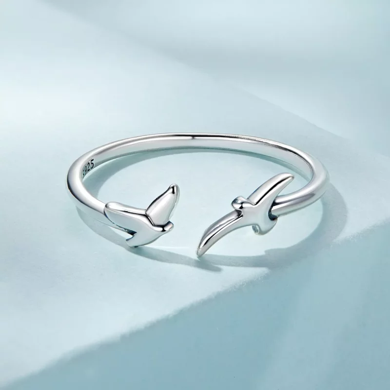(imagen para) Anillo abierto estilo Pandora con diseño de pájaro - SCR869 - Ver 3