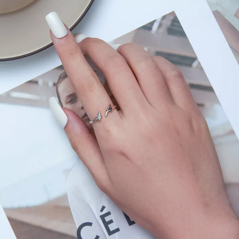 (imagen para) Anillo abierto estilo Pandora con diseño de pájaro - SCR869 - Ver 6