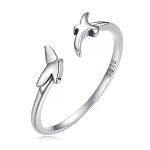 Anillo abierto estilo Pandora con diseño de pájaro - SCR869 (imagen para) Anillo abierto estilo Pandora con diseño de pájaro - SCR869