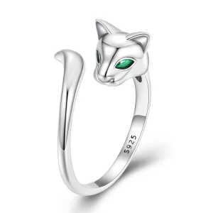 (imagen para) Anillo abierto estilo Pandora con diseño de zorro - BSR313