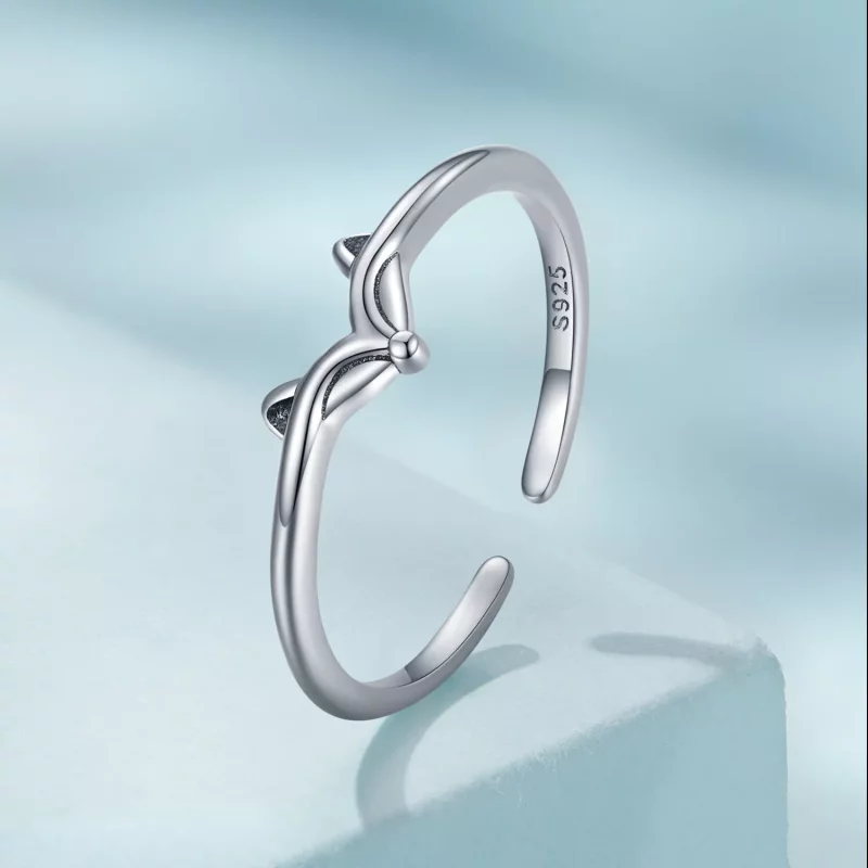 (imagen para) Anillo abierto estilo Pandora con diseño de zorro - SCR868 - Ver 2