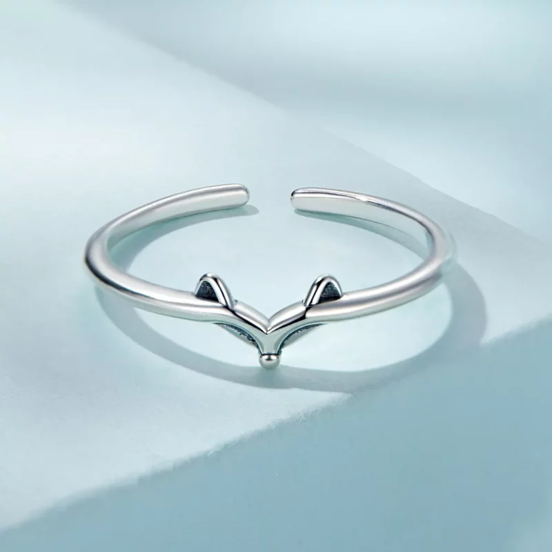 (imagen para) Anillo abierto estilo Pandora con diseño de zorro - SCR868 - Ver 3