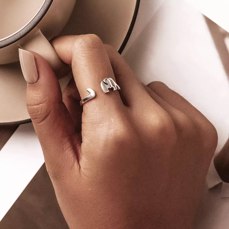 (imagen para) Anillo abierto estilo Pandora con elefante - BSR227 - Ver 7