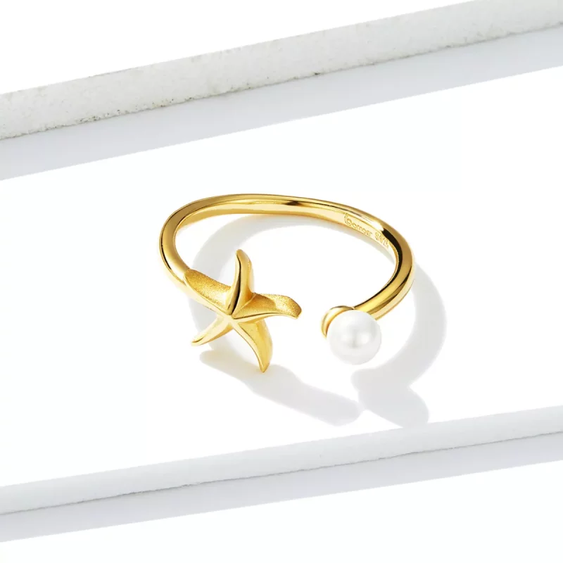 (imagen para) Anillo abierto estilo Pandora con estrella de mar para el verano - BSR064 - Ver 3