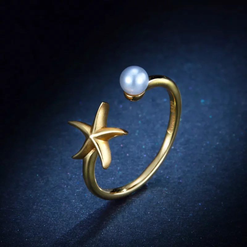 (imagen para) Anillo abierto estilo Pandora con estrella de mar para el verano - BSR064 - Ver 5