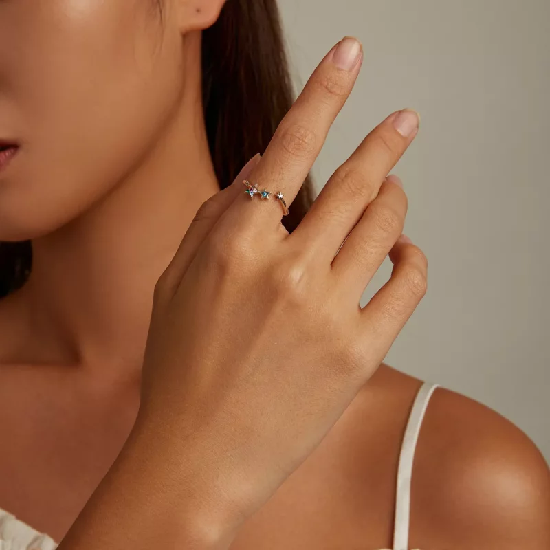 (imagen para) Anillo abierto estilo Pandora con estrella - SCR769 - Ver 6