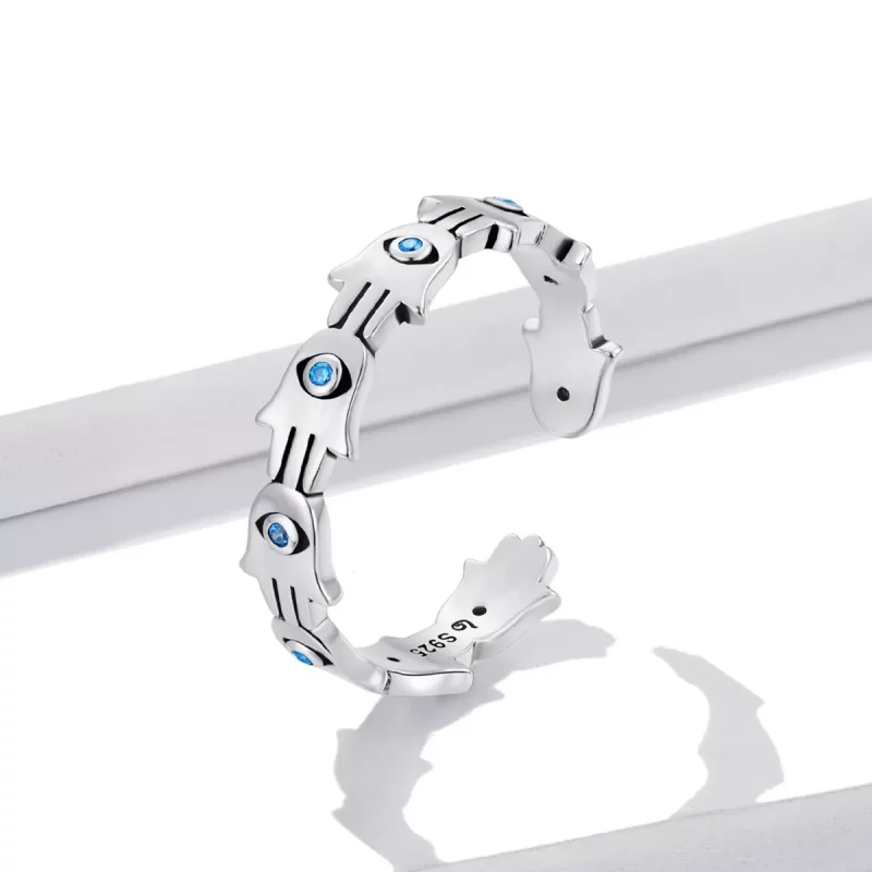 (imagen para) Anillo abierto estilo Pandora con la Mano de Fátima - BSR237 - Ver 2