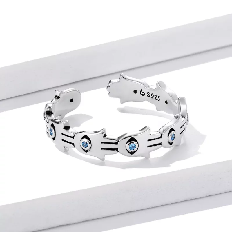 (imagen para) Anillo abierto estilo Pandora con la Mano de Fátima - BSR237 - Ver 3