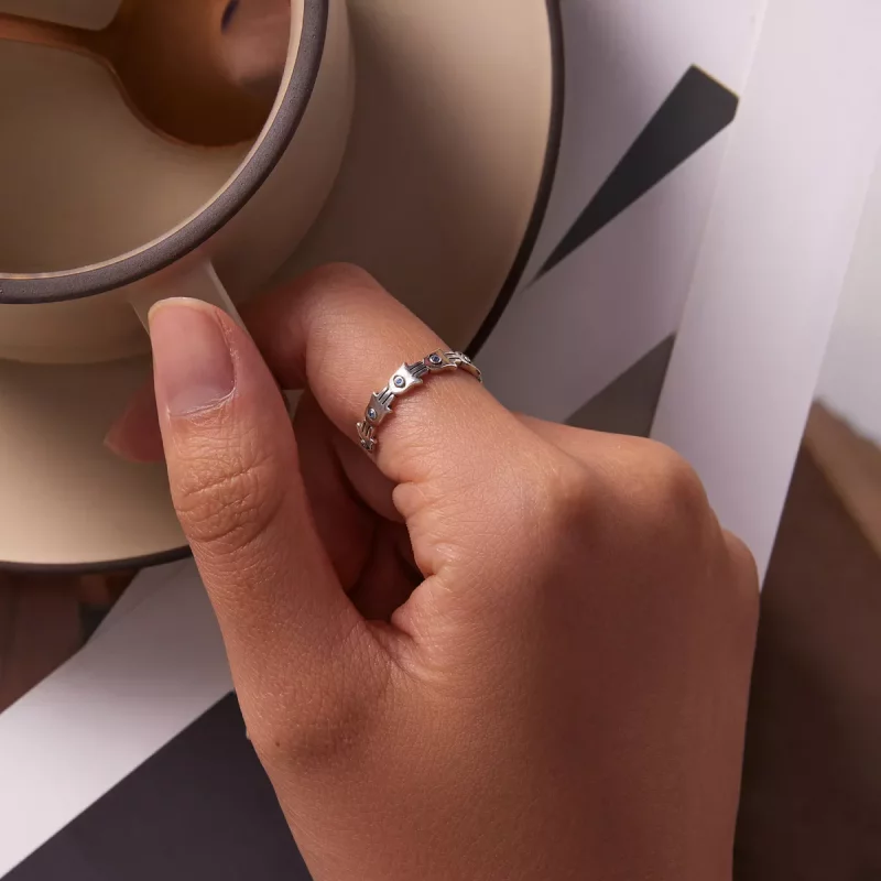 (imagen para) Anillo abierto estilo Pandora con la Mano de Fátima - BSR237 - Ver 6