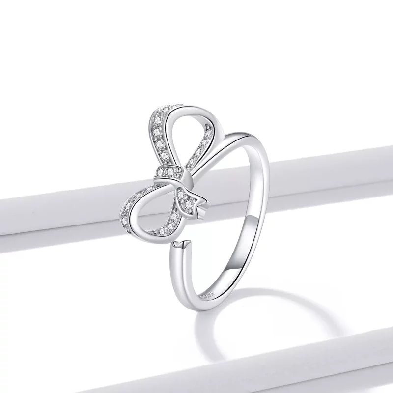 (imagen para) Anillo abierto estilo Pandora con lazo de moño - BSR158 - Ver 2