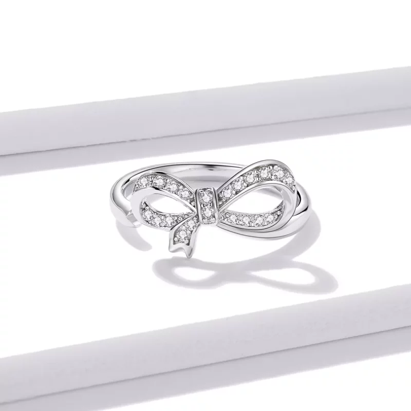 (imagen para) Anillo abierto estilo Pandora con lazo de moño - BSR158 - Ver 3