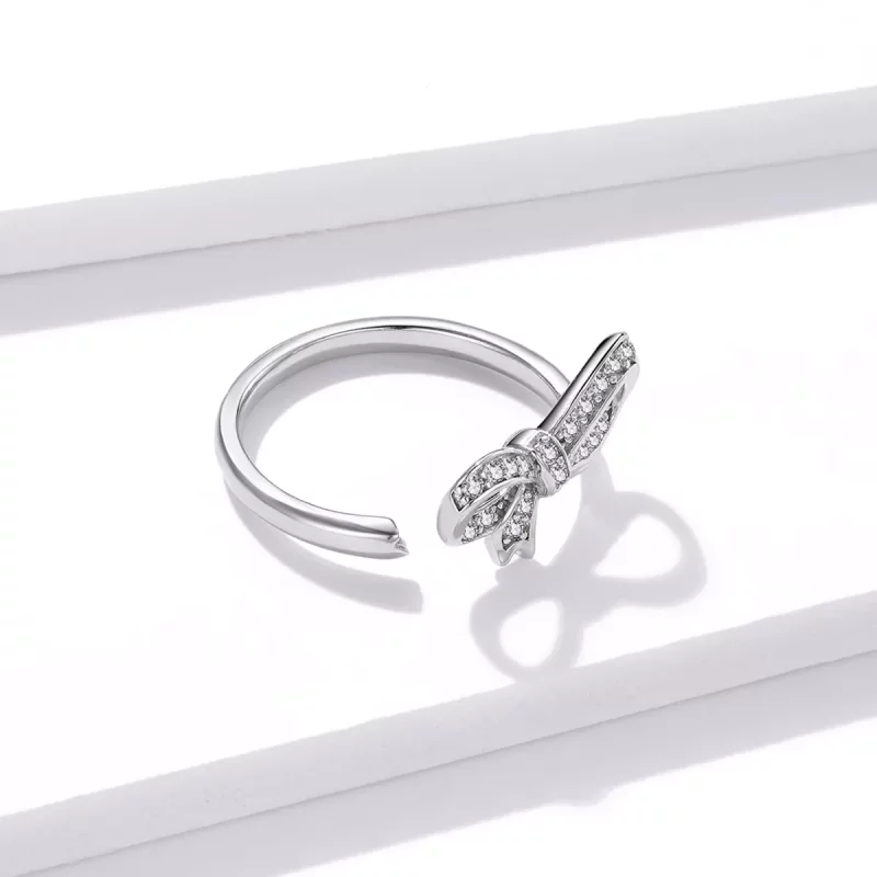 (imagen para) Anillo abierto estilo Pandora con lazo de moño - BSR158 - Ver 4