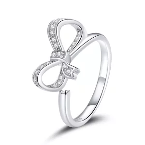 (imagen para) Anillo abierto estilo Pandora con lazo de moño - BSR158