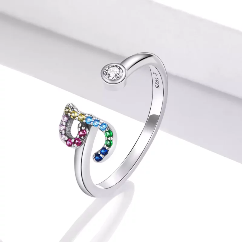 (imagen para) Anillo abierto estilo Pandora con letra J colorida - SCR723-J - Ver 2