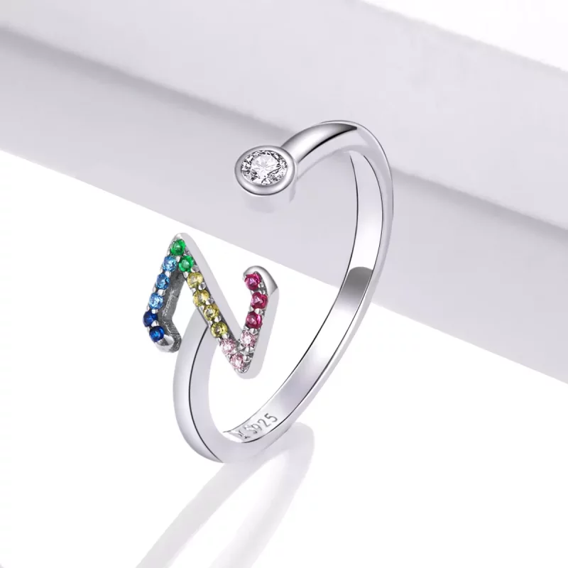 (imagen para) Anillo abierto estilo Pandora con letra-Z colorida - SCR723-Z - Ver 2