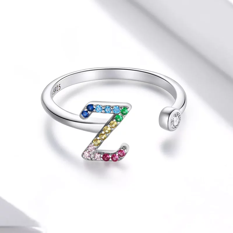 (imagen para) Anillo abierto estilo Pandora con letra-Z colorida - SCR723-Z - Ver 3