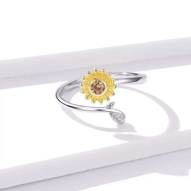 (imagen para) Anillo abierto estilo Pandora con margarita fresca - BSR127 - Ver 3