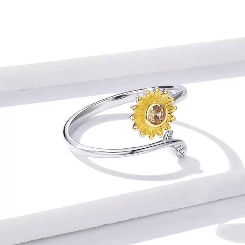 (imagen para) Anillo abierto estilo Pandora con margarita fresca - BSR127 - Ver 4