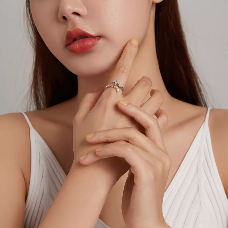 (imagen para) Anillo abierto estilo Pandora con mariposa arcoíris - SCR730 - Ver 7