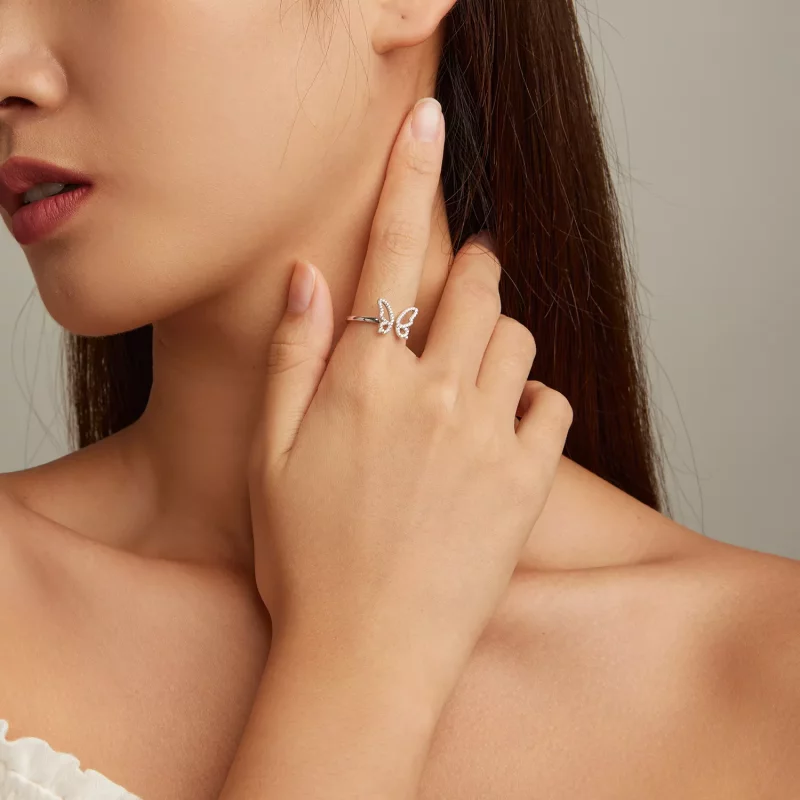 (imagen para) Anillo abierto estilo Pandora con mariposa - BSR278 - Ver 4