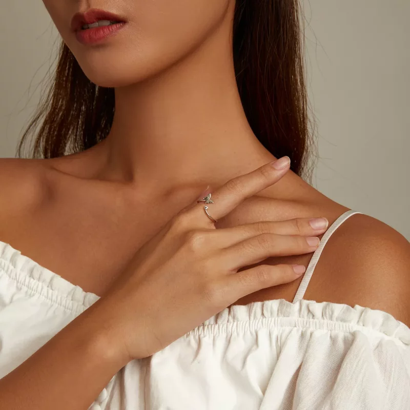 (imagen para) Anillo abierto estilo Pandora con mariposa - SCR772 - Ver 6