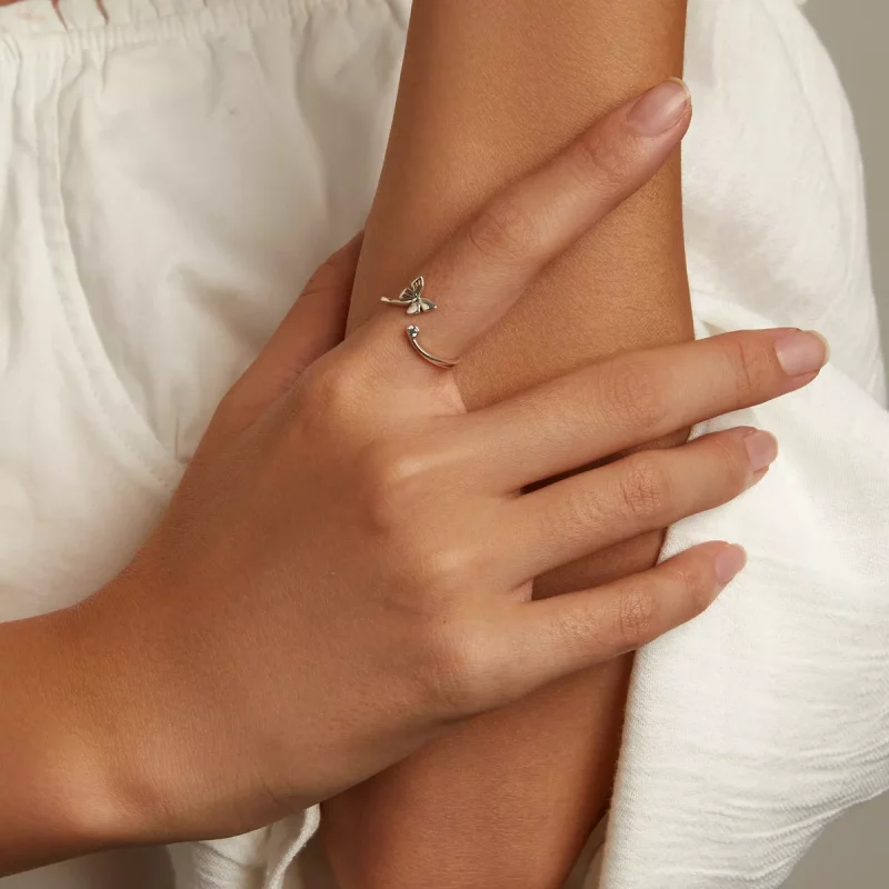 (imagen para) Anillo abierto estilo Pandora con mariposa - SCR772 - Ver 7