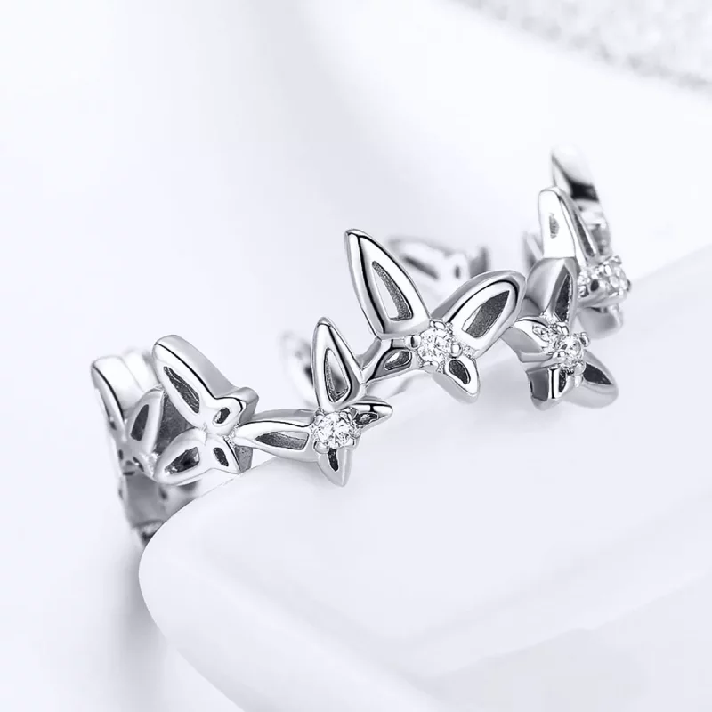 (imagen para) Anillo abierto estilo Pandora con mariposas bailando - BSR027 - Ver 3