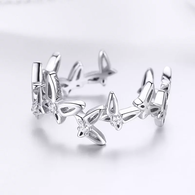 (imagen para) Anillo abierto estilo Pandora con mariposas bailando - BSR027 - Ver 4