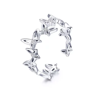 Anillo abierto estilo Pandora con mariposas bailando - BSR027 (imagen para) Anillo abierto estilo Pandora con mariposas bailando - BSR027