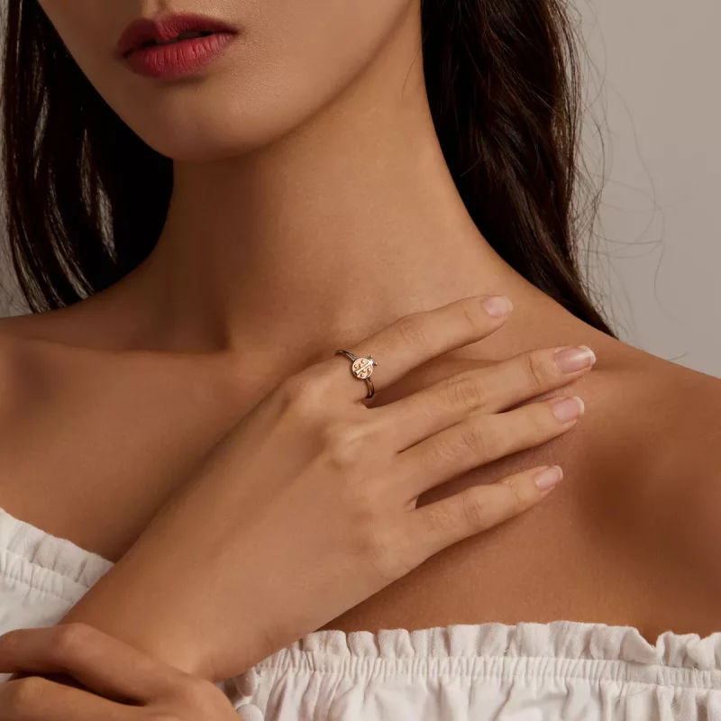 (imagen para) Anillo abierto estilo Pandora con mariquita naranja - SCR774 - Ver 5