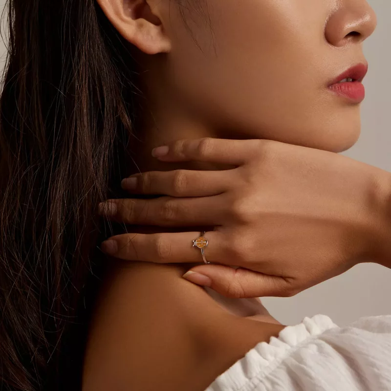 (imagen para) Anillo abierto estilo Pandora con mariquita naranja - SCR774 - Ver 6