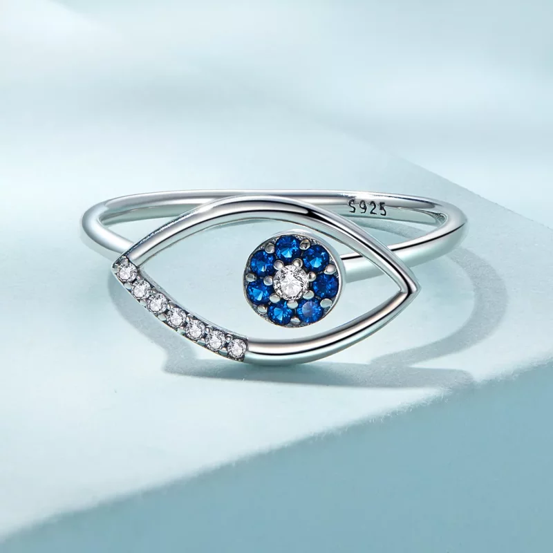(imagen para) Anillo abierto estilo Pandora con ojo de diablo - SCR875 - Ver 3