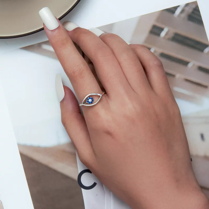 (imagen para) Anillo abierto estilo Pandora con ojo de diablo - SCR875 - Ver 5