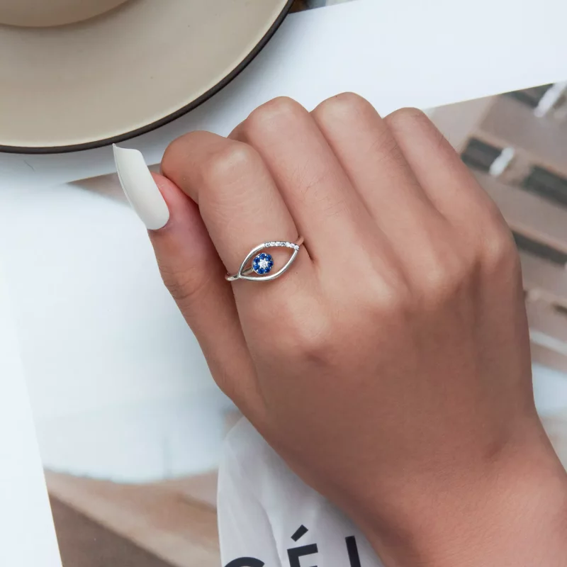 (imagen para) Anillo abierto estilo Pandora con ojo de diablo - SCR875 - Ver 6