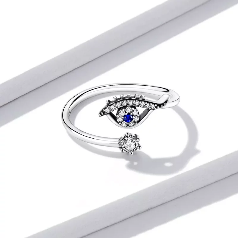 (imagen para) Anillo abierto estilo Pandora con ojo de demonio - BSR215 - Ver 2