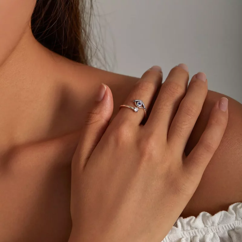 (imagen para) Anillo abierto estilo Pandora con ojo de demonio - BSR215 - Ver 7