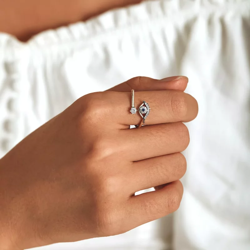 (imagen para) Anillo abierto estilo Pandora con ojo de demonio - BSR215 - Ver 8