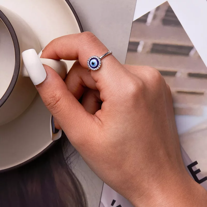 (imagen para) Anillo abierto estilo Pandora con ojo de demonio - BSR254 - Ver 6