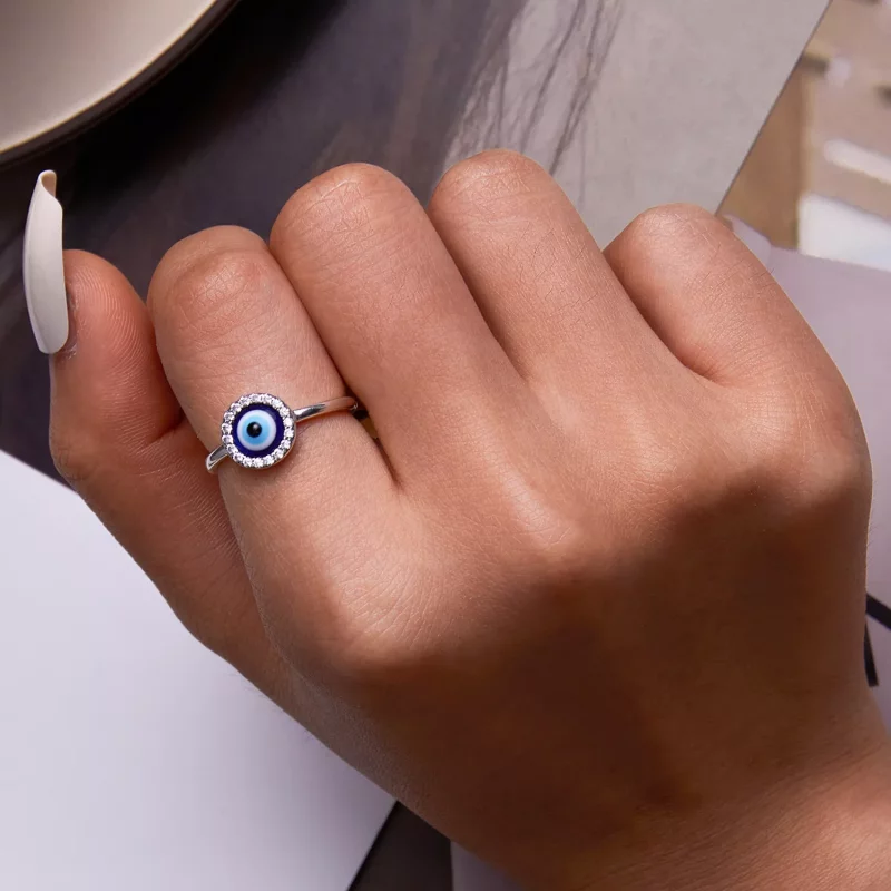 (imagen para) Anillo abierto estilo Pandora con ojo de demonio - BSR254 - Ver 8