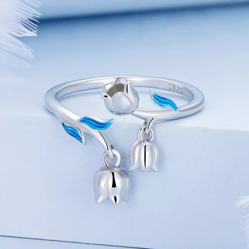 (imagen para) Anillo Abierto Estilo Pandora con Orquídea - BSR287 - Ver 3