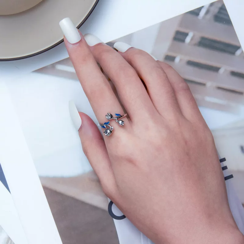 (imagen para) Anillo Abierto Estilo Pandora con Orquídea - BSR287 - Ver 6