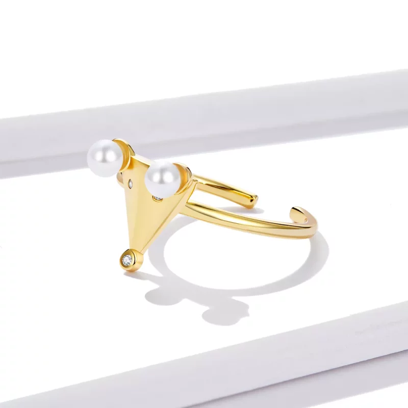 (imagen para) Anillo abierto estilo Pandora con perla y diseño de ratón - BSR103 - Ver 3